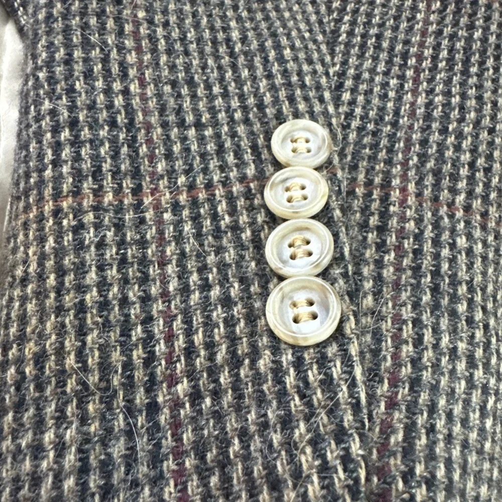 Evan Picone 40R Brown Multi Color Wool  Tweed Herringbone Jacket ELBOW PATCHES